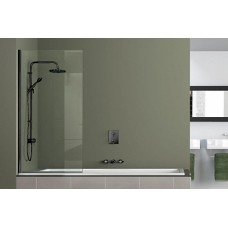 MERRIT Шторка на ванну 80*140 /Прозрачное стекло 6 мм /Профиль черный / Easy clean "AZARIO"