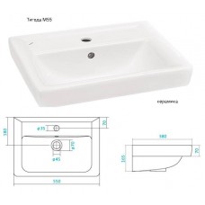 ТИГОДА 55 МИНИ Умывальник керамический / 550x380x170 "SANTEK"